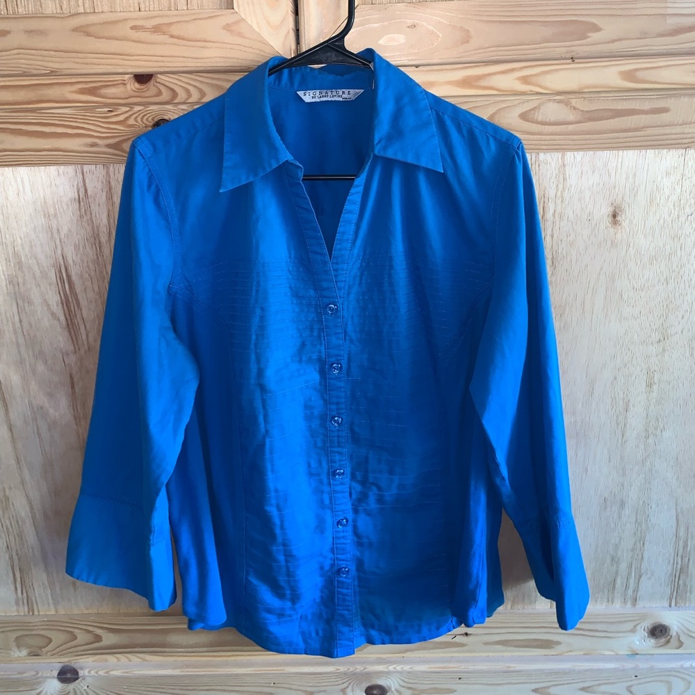 Signature by Larry Levine blue button shirt size 1X